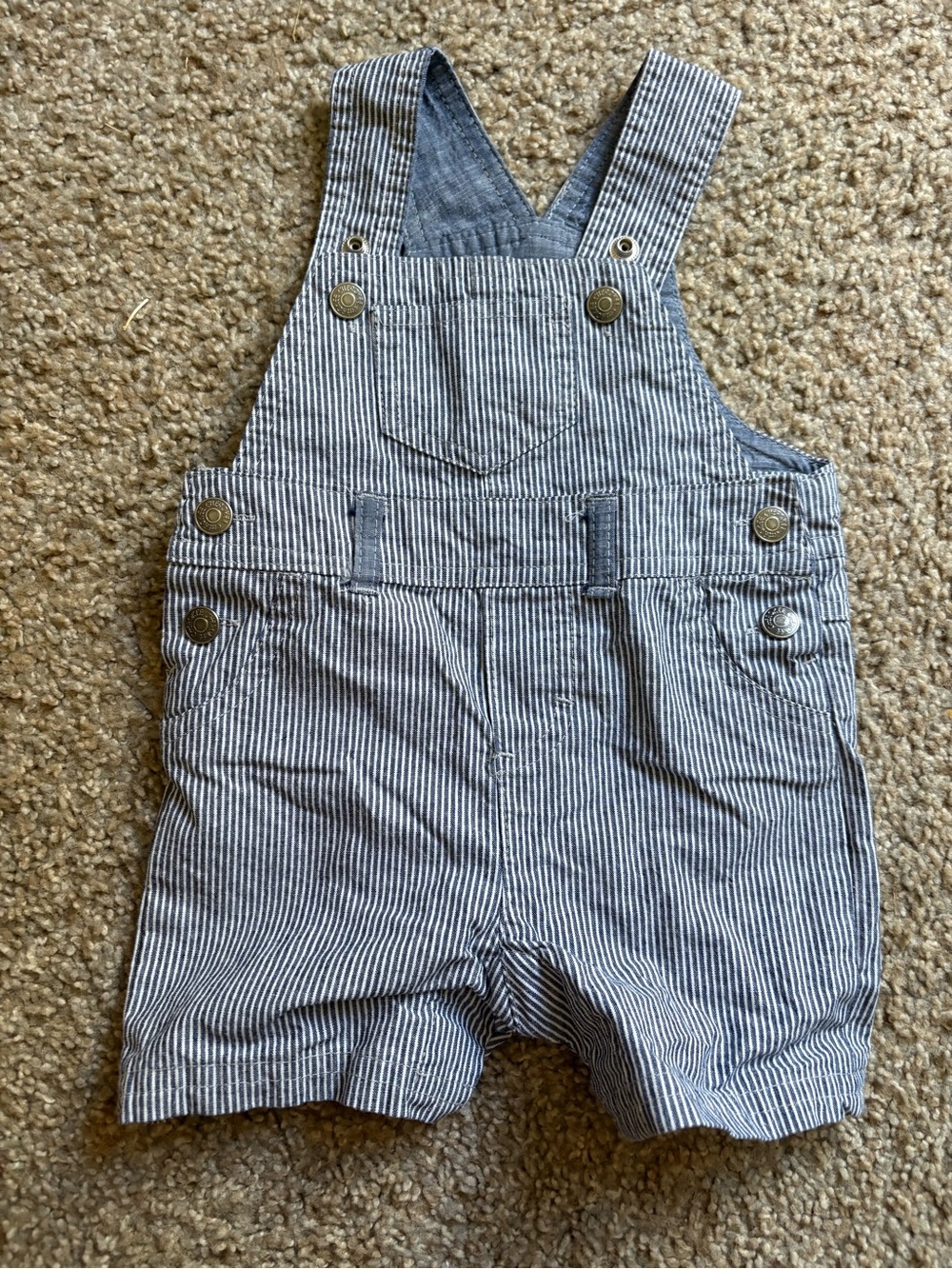 Cherokee 0-3 mo Striped Blue and White Cotton Baby Overalls